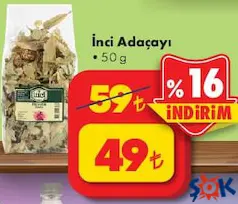 İNCİ ADAÇAYI 50 G fiyat ve kampanya bilgisi